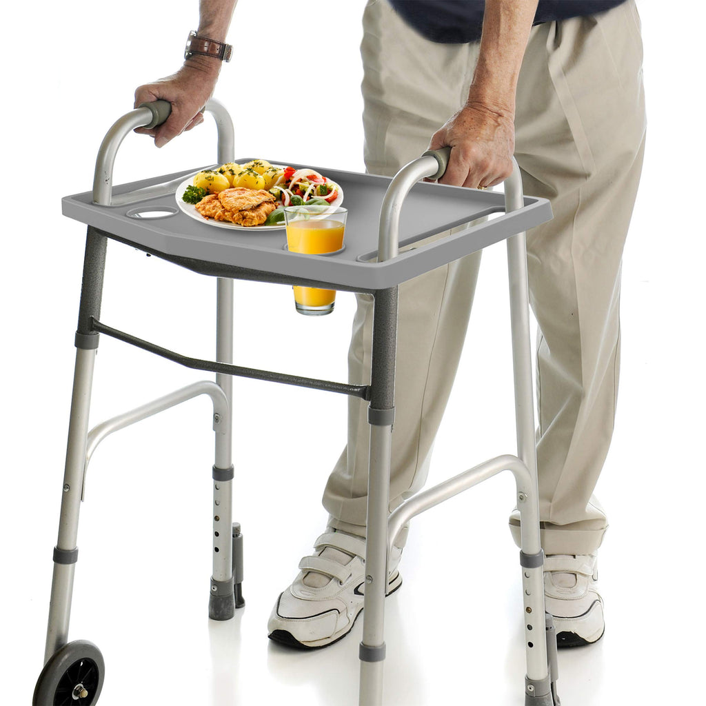 Bluestone Walker Tray- Upright with Holders-Universal Table Fits Most Standard Folding Walkers-Home Mobility Medical Equipment Accessories, 1 Count (Pack of 1)