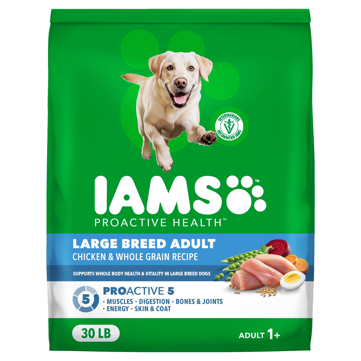 IAMS Proactive Health Large Breed Dry Dog Food, Chicken, 30 lb