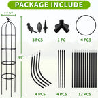 6FT Garden Obelisk Trellis for Climbing Plants,Adjustable 4-Tier Metal Plant Support,Rustproof Outdoor Plant Tower with 3 Decorative Tops for Roses,Tomatoes,Clematis & Vines,Black