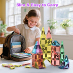 BAIJLE 46PCS Mini Magnetic Tiles, Portable Magnetic Toys Travel Set with Iron Case for Kids Ages 4-8,Creativity Boosting Building Toys Set,Toddler Puzzle Birthday Gift Toys for Boys and Girls Ages 3+