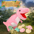MorisMos Dinosaur Stuffed Animal with Babies, Eggs, Pink, Girl Dinosaur Toy