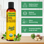 Seven Minerals USDA Organic Tamanu Oil - Big 8oz (240ml) - Cold Pressed & 100% Pure Tamanu Organic for Skin, Face, Hair, & Nails - GMO & Hexane Free Nutrient Dense Carrier Oil that Absorbs Easily