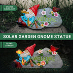 Elegondrar Funny Garden Gnomes Statue with Welcome, Solar Outdoor Gnomes Decorations for Yard, Patio, Lawn, Christmas Birthday Housewaming Gifts, for Dad, Men, Husband, Grandpa, 11.8 Inch, Resin