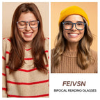 FEIVSN 3 Pack Bifocal Reading Glasses for Women Men Bi-focal Readers PC Frame Fixed Hinge Dual Focal Clear Top Eyewear, +1.75