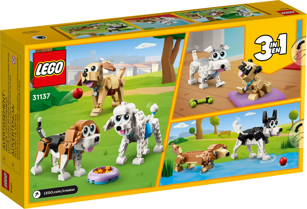 LEGO Creator 3 in 1 Adorable Dogs Building Toy Set, Gift for Dog Lovers, Featuring Dachshund, Beagle, Pug, Poodle, Husky, and Labrador Figures for Kids 7 and Up, 31137
