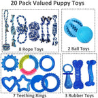 PawsAion 20 Pack Luxury Puppy Teething Chew Toys for Small Dogs and Puppies