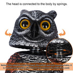 Hausse 3 Pack Bird Scarecrow Fake Horned Owl Decoy, Rotating Head Plastic Owl Bird Deterrents, Nature Enemy Horned Pest Repellent for Outdoor Garden