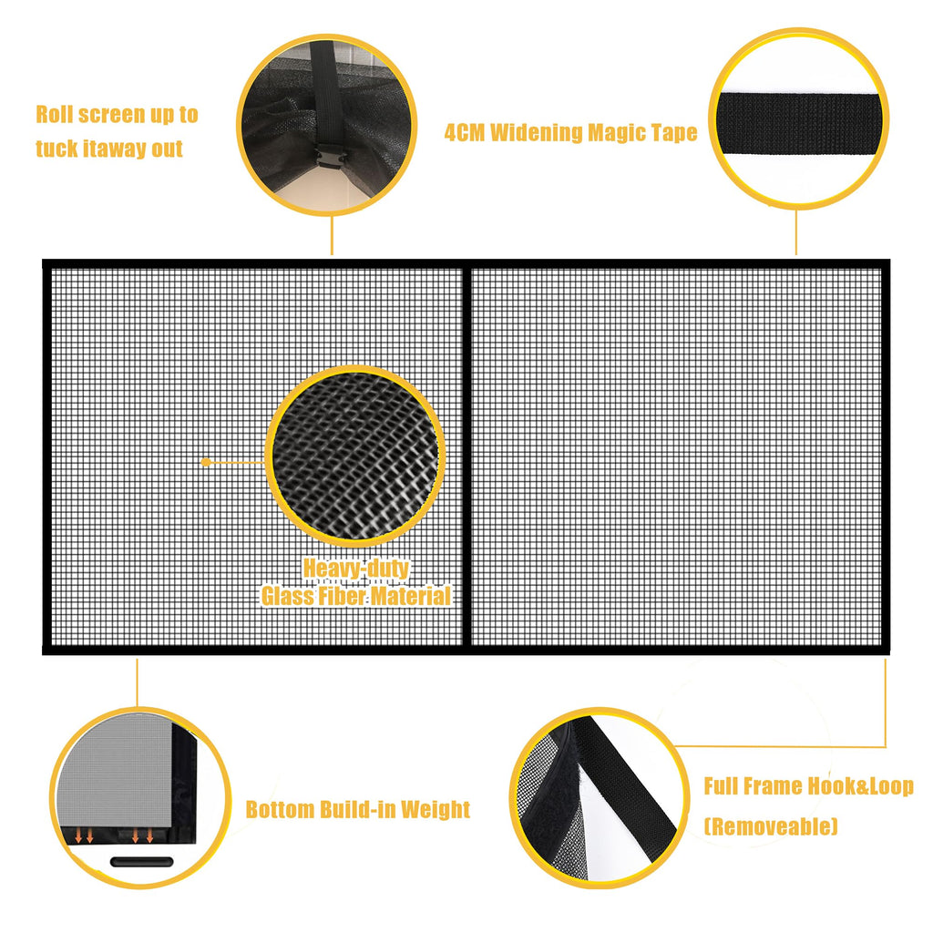 LIAMST Garage Door Screen for 2 Car Garage Door-16x7FT Reinforced Fiberglass Garage Screen, Magnetic Garage Screen Door