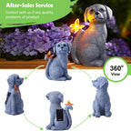 Nacome Dog Outdoor Statues for Garden with Solar Butterfly