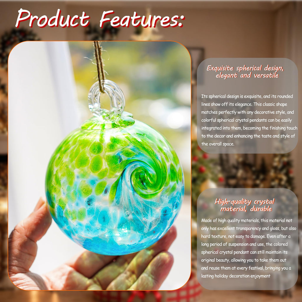 4 Inch Hand Blown Glass Gazing Balls Green Glass Christmas Ball Ornaments