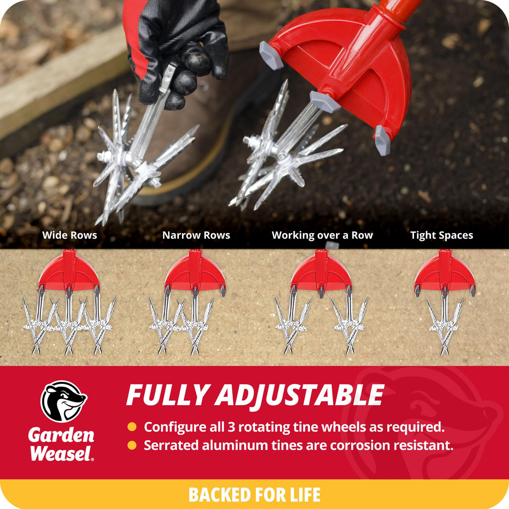 Garden Weasel Rotary Hand Cultivator Tiller for Aerating Weeding Planting