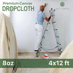 Salt Earth Canvas Drop Cloth 1Pc, Reusable Paint Drop Cloth, 100% Recycled Cotton Canvas Tarp Cover for Painter, Furniture, Floor Protection, All Purpose Painters Dropcloth for Christmas DIY (4x12FT)