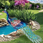 Kircust Outdoor Metal Peacock Statue, 24" L