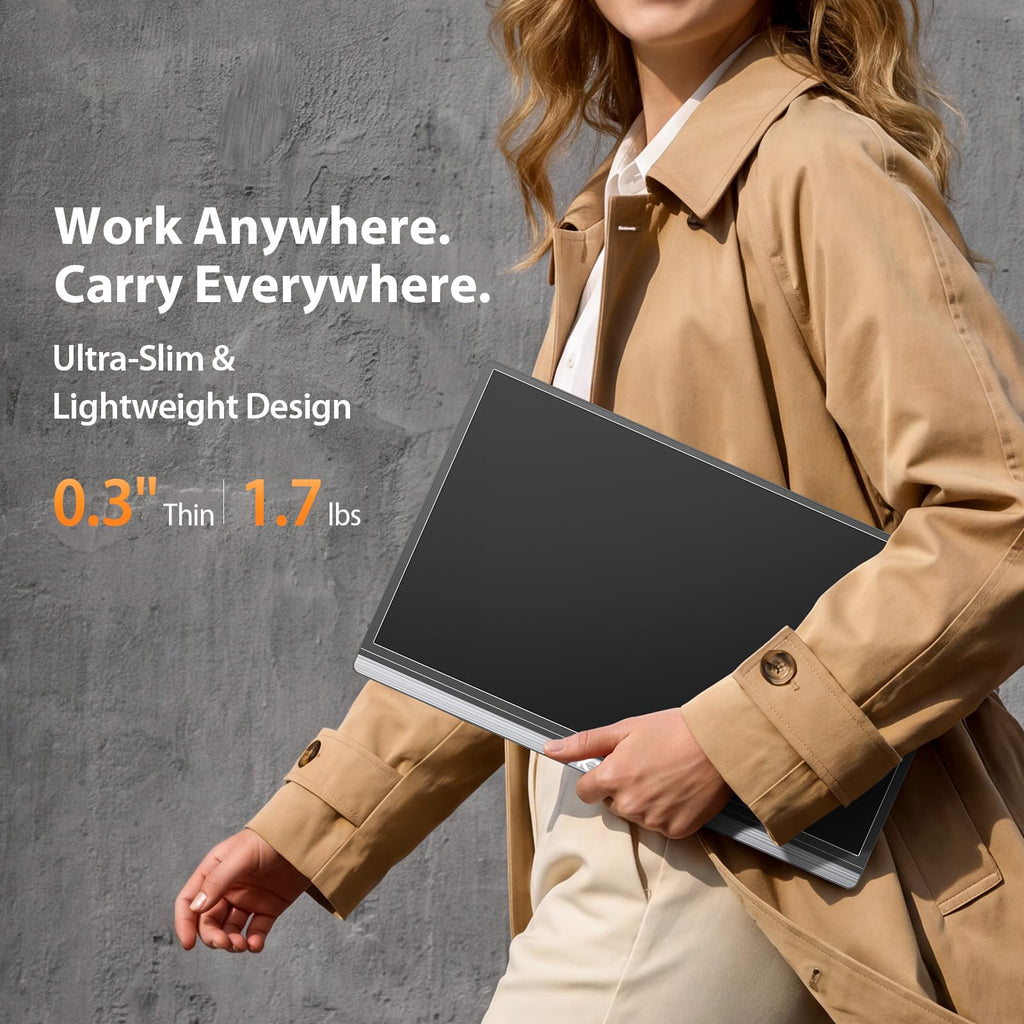 KYY Portable Monitor 15.6" 1080P Computer Monitor Screen Extender w/Cover