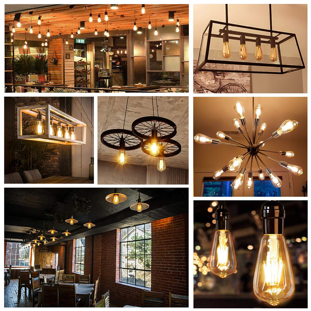 TOBUSA Dimmable LED Edison Light Bulbs 100W Incandescent Equivalent, Vintage Light Bulb 2700K Warm White(Amber Glass), ST64/ST21 LED Filament Bulbs 8W 1200LM, E26 Edison Bulb for Home, Reading 4-Pack