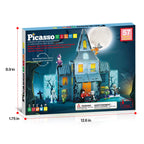 PicassoTiles 57 PCS Magnetic Tiles Halloween Haunted House STEM Set Ages 3+