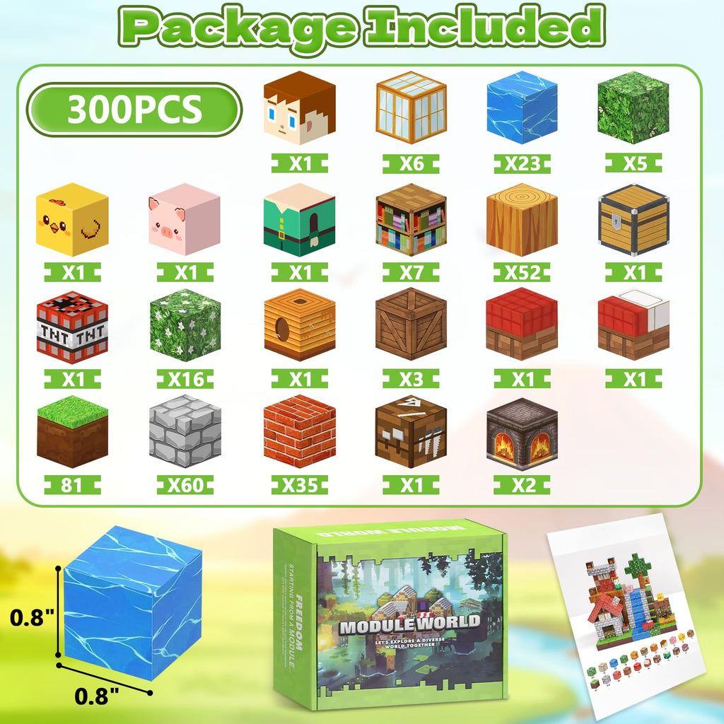 MUUHU 300PCS Magnetic Blocks - 0.8" Magnetic Building Blocks for Kids