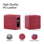 Mage Tech Card Deck Box for MTG Commander - Patented Design, Commander Display, Fits 100 Double-Sleeved Cards, 35pt Card Brick & Dice Tray - Red/Blue