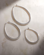Milla Oval Silver Hoops for Women, Silver Plated, Medium Size 2.2 in