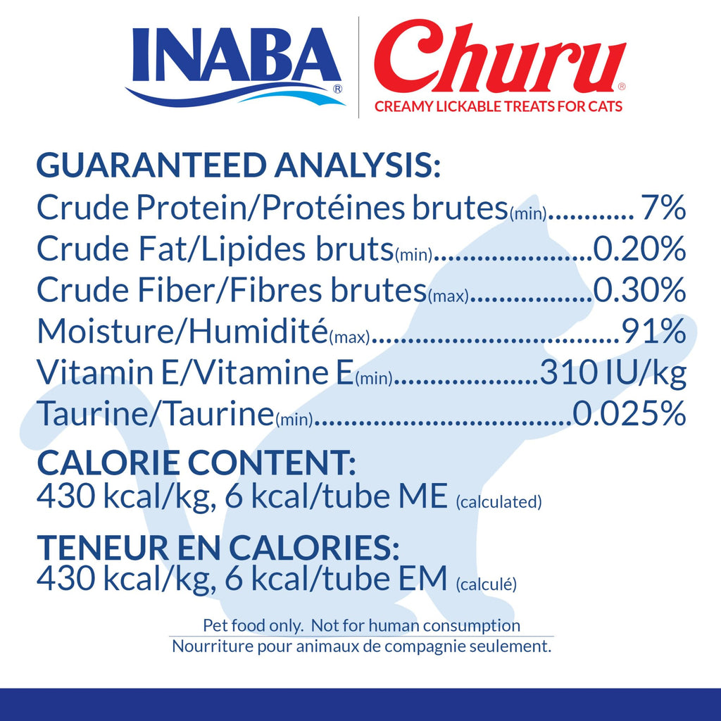 INABA Churu Cat Treats, Lickable, Squeezable Creamy Purée Cat Treat with Green Tea Extract & Taurine, 0.5 Ounces Each Tube, 50 Tubes, Tuna Variety