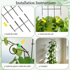 3 Set Tall Trellis for Potted Plants Indoor, 32'' Expandable Garden Metal Trellis for Climbing Plants Outdoor, Monstera Plant Support for Hoya, Vine, Ivy Pothos (Black)