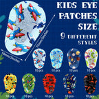 90 Pcs Adhesive Eye Patches for Kids Boys 9 Styles Eye Patches Latex Free Eye Pad Bulk Light Blocking Fun Cute Boys Designs Cotton Adhesive Bandages for Boys Toddler