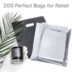 Choice Marts Merchandise Bags Black & Silver Color 200 Bags 1.5Mil Thick 9"x12" Size With Handles