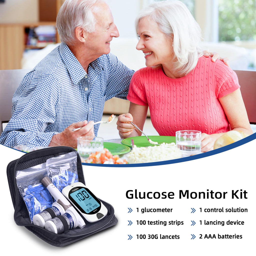 Metene TD-4116 Blood Glucose Monitor Kit, 100 Glucometer Strips, No Coding