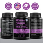 12-in-1 Melatonin Sleep Capsules - Natural Sleep Aids for Adults with Melatonin 5mg and Magnesium Glycinate 500mg, Sleep Aid with Ashwagandha, L Theanine, Valerian Root, GABA, 5-HTP (90ct, Pack of 4)