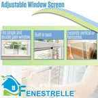 Fenestrelle Expandable Window Screen – 15″ H × 21″–40″ W Horizontal, 2‑Way Adjustable Window Screen with Flame Resistant Fiberglass Mesh, Pack of 2