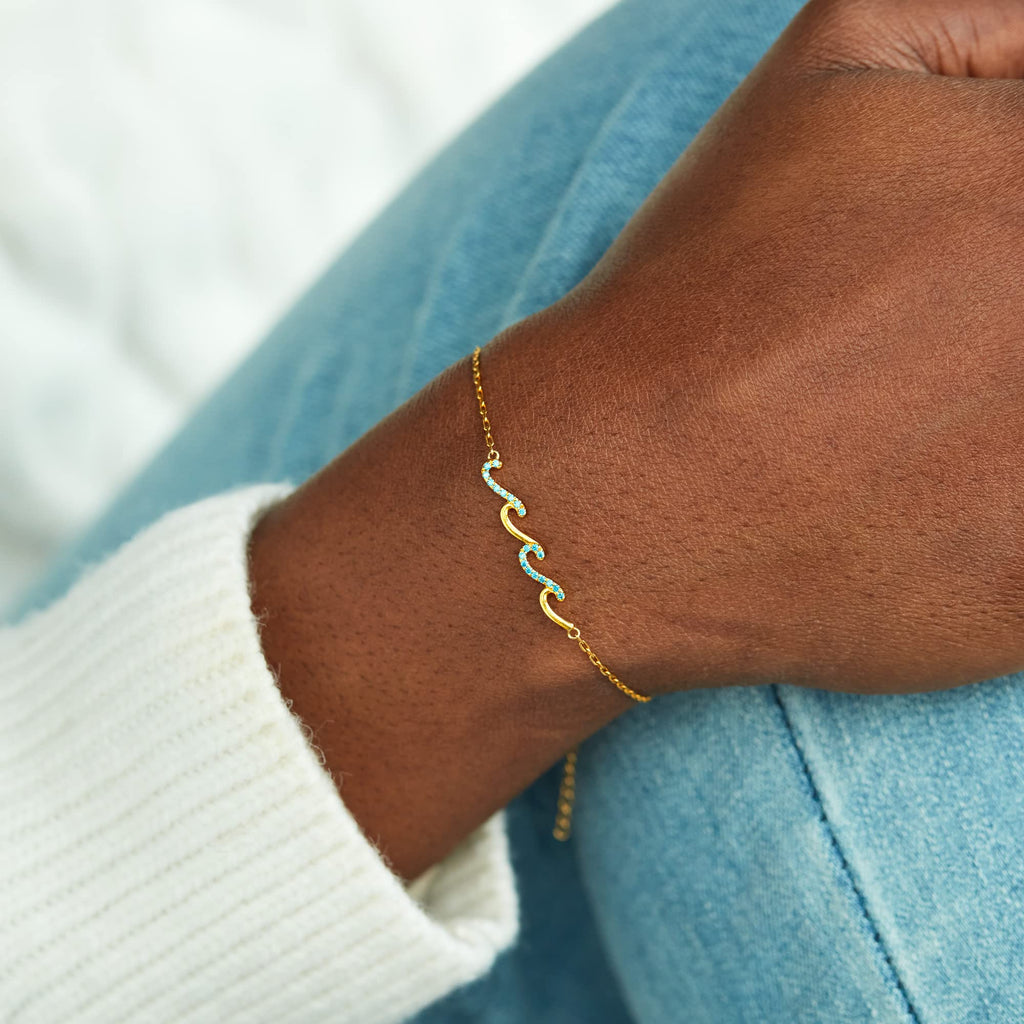 STORYJEWELLERY Friend Bracelet, Friendship Gifts for Women, Friend Birthday Gifts for Women, Friendship Bracelets, BFF Gift, Sterling Silver Wave Bracelet