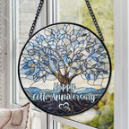 60th Wedding Anniversary Faux Stained Glass Suncatcher, 60 Years of Marriage Keepsake Ornament, Diamond Wedding