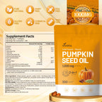 VivoNu Pumpkin Seed Oil with Saw Palmetto Capsules | Cold Pressed, Pure Virgin Oil, Essential Fatty Acids & Phytosterols | 300 SoftgelsSupports Hair, Urinary, Bladder & Prostate Health | Non-GMO