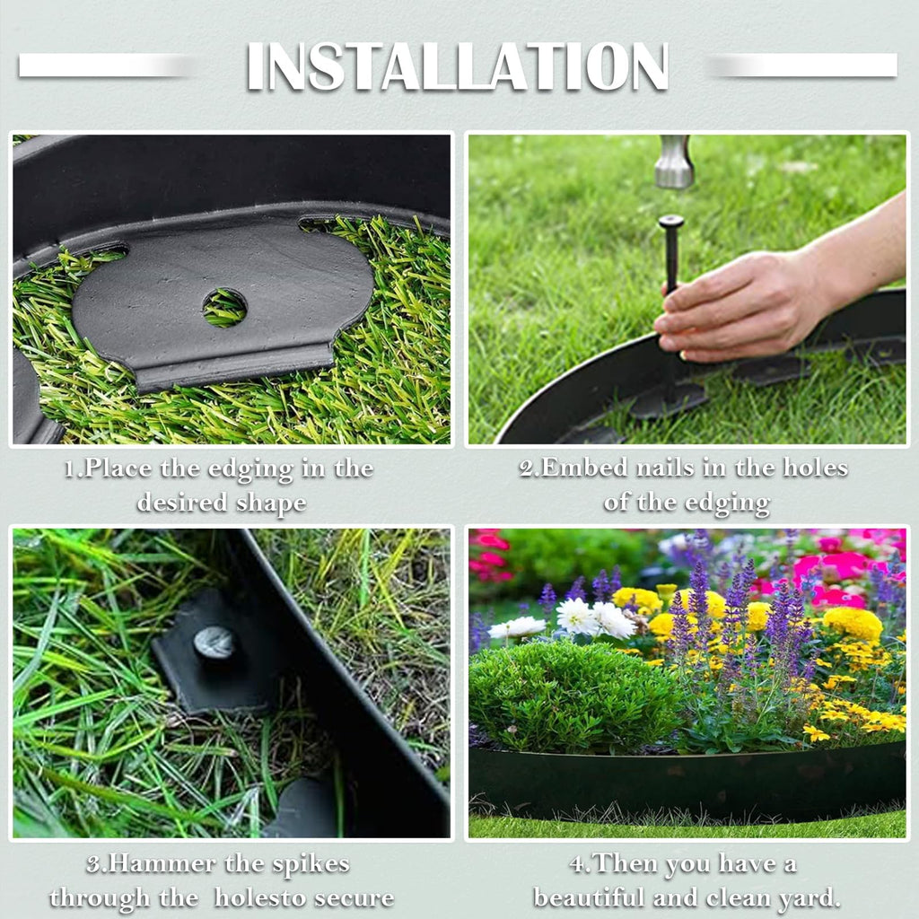 40 ft Fence Edging for Landscaping Include Garden Pruning Scissors,40 Spikes,40 ft Lawn Edging Edging for Landscaping Edging and Garden Edging and Garden Border(Black-40ft)
