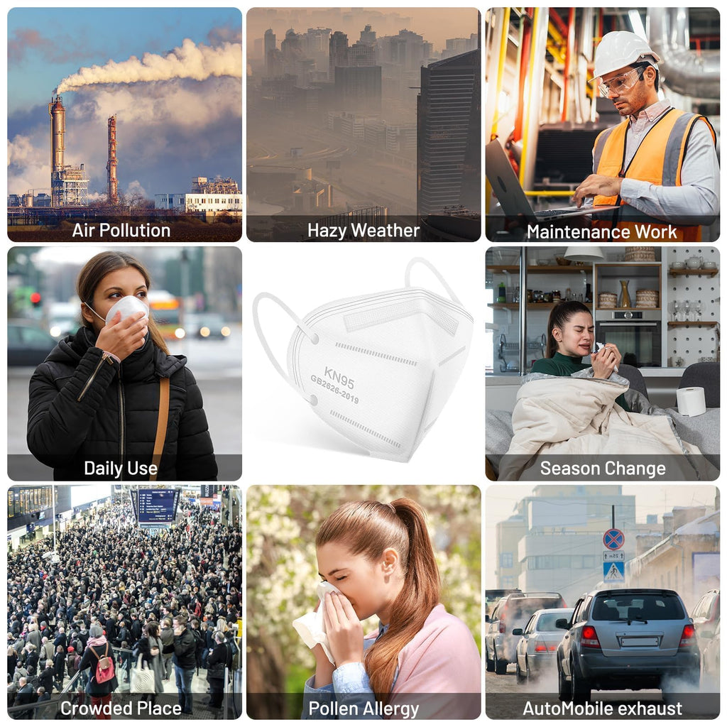 KN95 Face Mask 30 Pack, OPECTICID KN95 Masks White Cup Masks Breathable 5-Layer Filter Efficiency≥95% Against PM2.5 Disposable Certified KN95 Respirator Masks