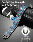 Fashtour 3X Copper Bracelet for Men Triple Ultra Strength Magnets, Masculine Design Pure Copper Magnetic Bracelet, Adjustable Length with Sizing Tool (Gunmetal 1)