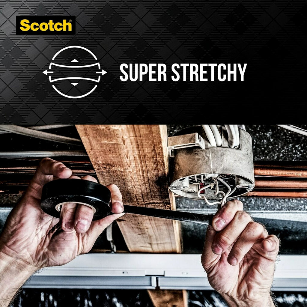 Scotch Vinyl 700 Electrical Tape, 5 Rolls, Black, 3/4-in x 66-ft, Commercial Grade, Rated for Temperatures Up to 194-Degree, Highly Flexible, Stretchy and Conformable (24413-BA-6)