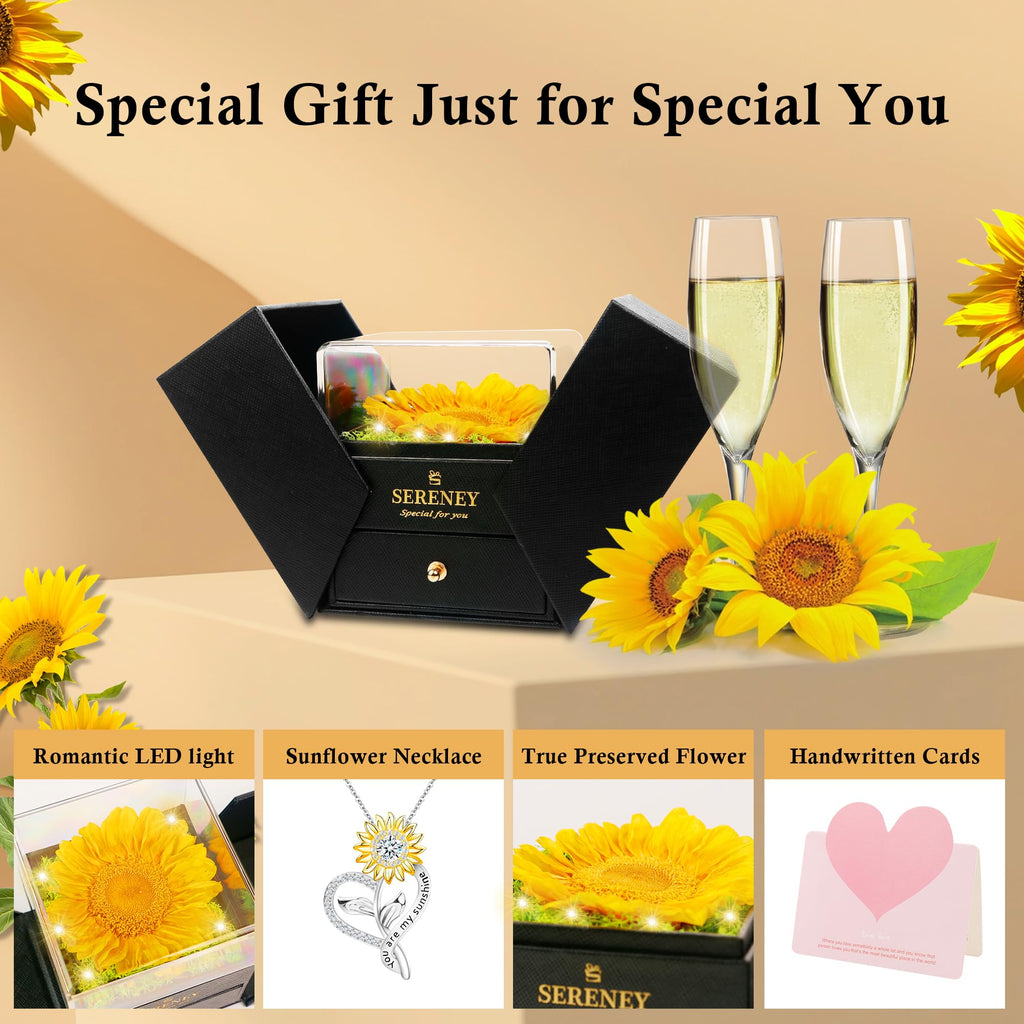 Sereney Preserved Sunflower Gifts for Women You are My Sunshine Necklace