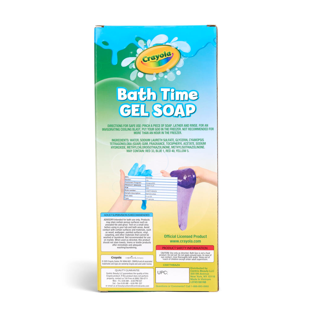 Crayola Bath Time Slime 6 Piece Set, Soaps with Slime Texture & Consistency, Multi Color Bath Soap 6 Pack / 3.6 oz Each, Colors Included: Red, Green, Blue, Purple, Pink, & Orange