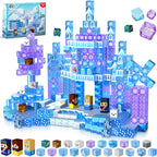 Magnetic Blocks - 100Pcs 0.8in Transparent Building Block for Kids Ages 4-8, Magnet Blocks for Blue Princess Castle Build, Building Cubes Tiles Princess Toys for Girls Age 3 4 5 6 7 8-12 Birthday Gift