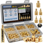 FFVRVSS M2 M2.5 M3 M4 M5 M6 Premium Brass Threaded Inserts, Metric Brass Knurled Nuts Assortment Kit, with Heat Set Insert Tool, for Plastic and 3D Printing Components. (320Pcs M2-M5 Kit+Tools)