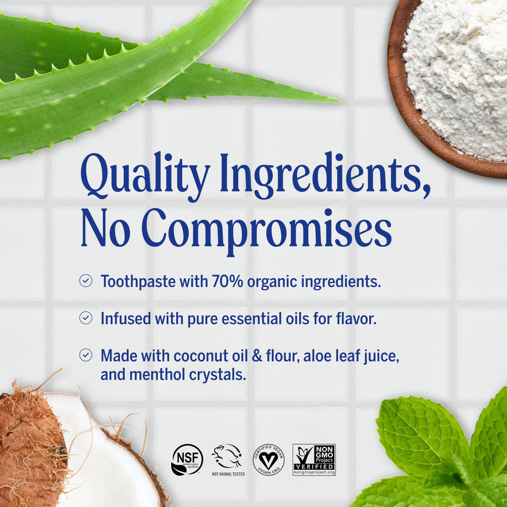 Dr. Bronner’s - All-One Toothpaste Variety Pack - Peppermint & Spearmint, 70% Organic Ingredients, Fluoride-Free, Helps Freshen Breath, Vegan (5oz, 4-Pack)