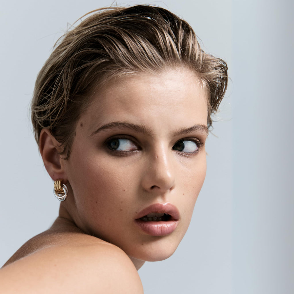 Baby Knot Mixed Metal Statement Earrings – 18K Gold & Silver Plated Earrings – Modern Twisted Knot Design – Bold Everyday Jewelry by Heaven Mayhem
