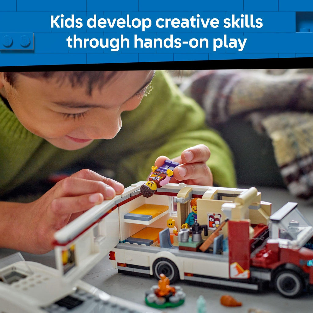 LEGO City Holiday Adventure Camper Van Building Toy Set - Vacation Toy for Kids, Boys and Girls, Ages 6+ - Gift for Birthdays - Includes 3 Minifigures and Accessories - 60454