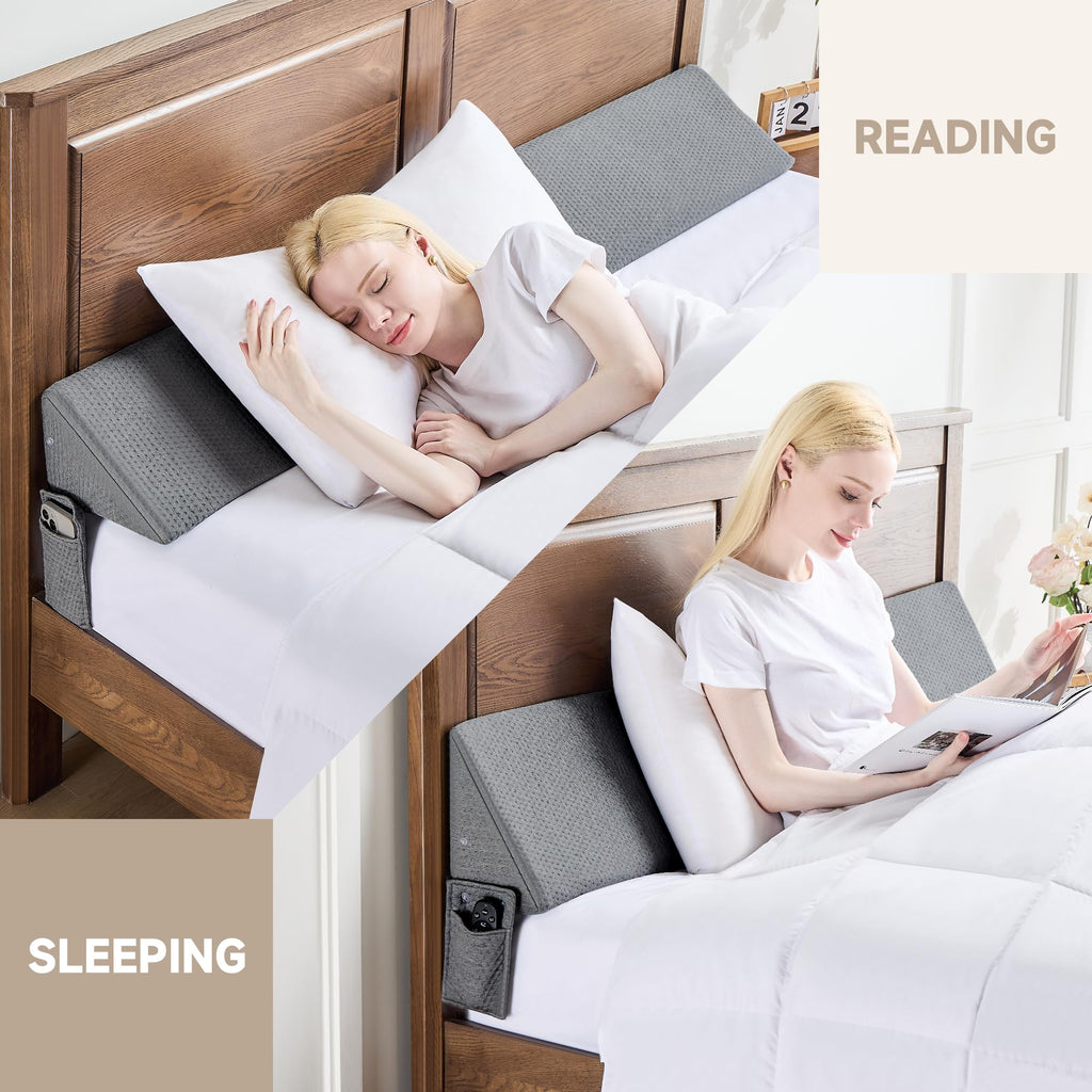 IFNOW Queen Size(60"x7.5"x10") Bed Wedge Pillow for Headboard, Mattress Gap Filler(0-8"), Bed Wedge for Gap Between Your Headboard and Mattress Dark Grey