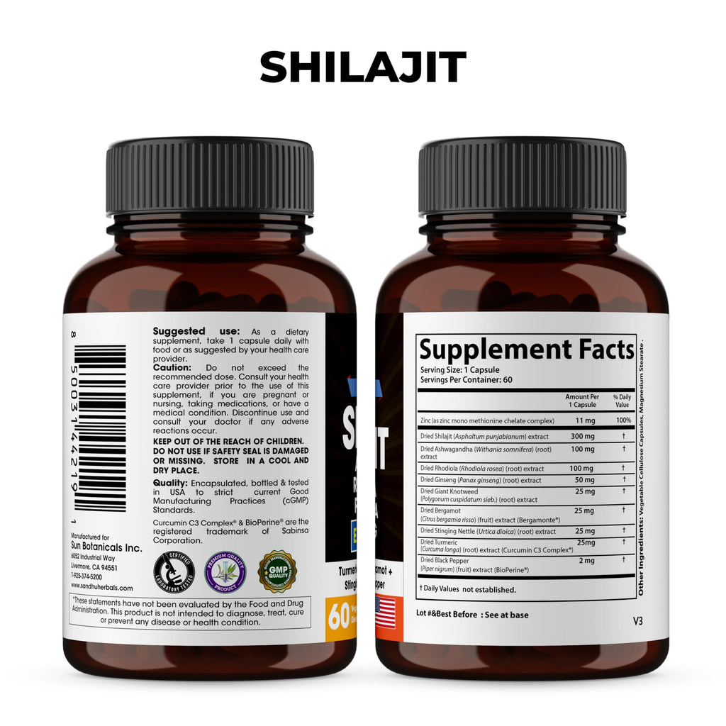 Shilajit Sea Moss Ashwagandha Combo Bundle - Black Seed Oil, Turmeric, Rhodiola Rosea, Panax, Ginseng Supplement | 120 Capsules, Better Than Gummies, Resin | Seamoss for Men & Women