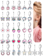 BESTEEL 16 Pairs Hypoallergenic Earrings for Girls Women Sensitive Ears Cute Surgical Steel Dangle Huggie Hoop Earings Set with Charm CZ Heart Animal Christmas Gifts Silver