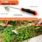 3 in 1 Garden Weeding Tool Set – Manganese Steel Weed Puller, Crack & Crevice Weeder, Ergonomic Scratch Tool for Vegetable Gardening, Lawn Yard Flower Bed Weeding – Heavy Duty Rustproof Hand Tools