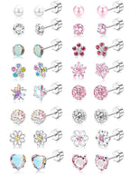 THUNARAZ 16 Pairs Hypoallergenic Earrings for Girls Kids Flat Back Studs