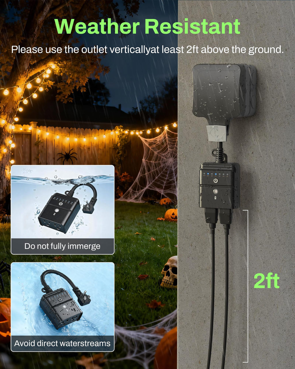 BN-LINK Outdoor Timer with Remote Control, Dusk to Dawn Light Sensor, Waterproof Plug-in Timer Outlet, 2 Grounded Outlets, 100ft Range, Perfect for Christmas & Halloween Lights, 15A 1/2HP ETL,2pack